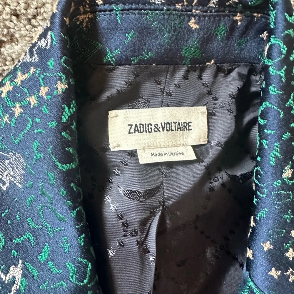 Zadig & Voltaire Blue and Gold Patterned Blazer - Picture 3 of 8